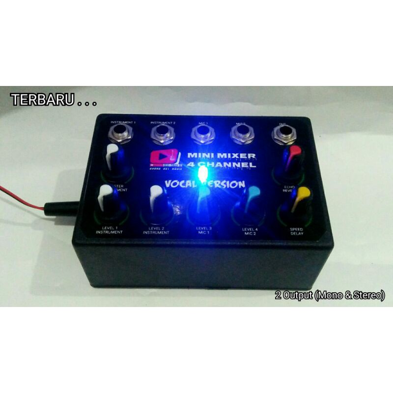 Mini Mixer 4 Channel Dengan Mic Efect (Delay &amp; Reverb) 2 Output