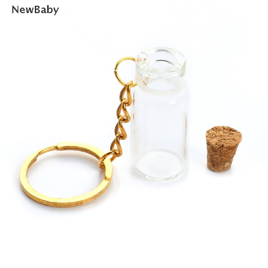 Newbaby 5pcs Liontin Botol Kaca Mini Dengan Tutup Gabus Untuk Parfum