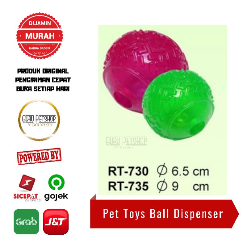 Octagon Pet Toys Ball Dispenser RT-730 735 / Mainan Bola Karet Anjing