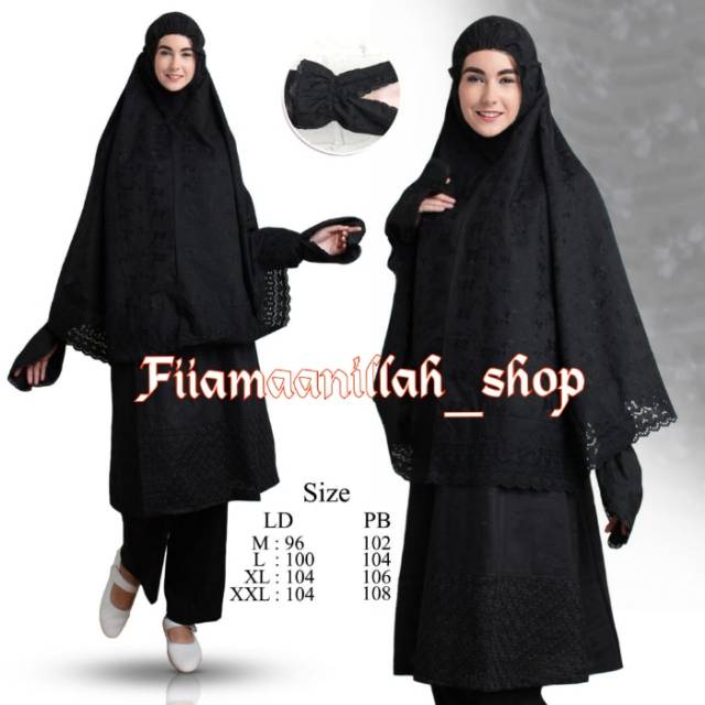 Setelan Tunik Hitam Wanita Tangan Panjang