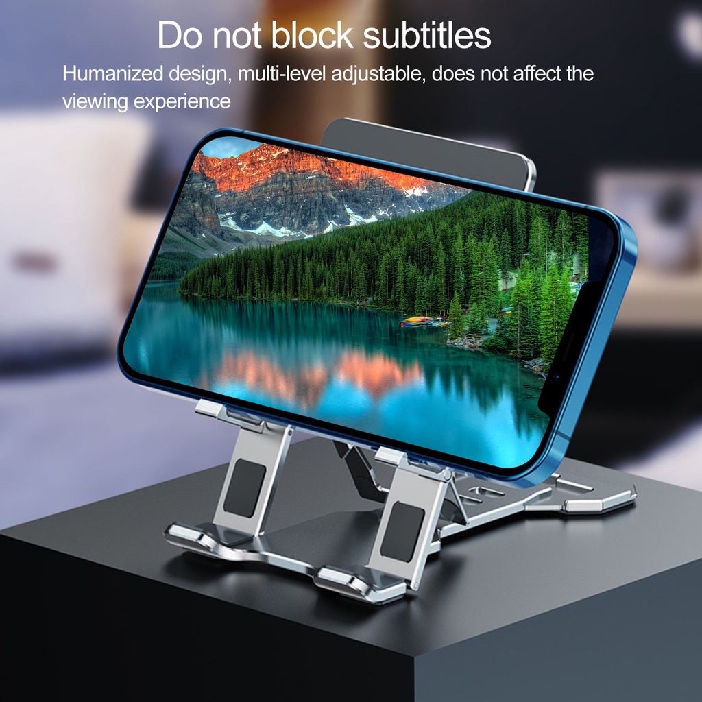 Hua T612 Stand Holder / Dudukan Ponsel / Tablet Model Lipat Bahan Aluminum Alloy Portabel Serbaguna Anti slip Untuk Meja