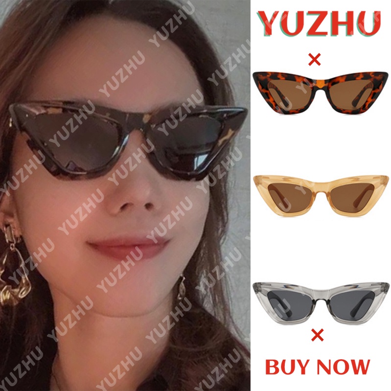 (YUZHU) COD New Fashion Retro Bingkai Kecil Kacamata Mata Kucing Kacamata Wanita Perlindungan UV