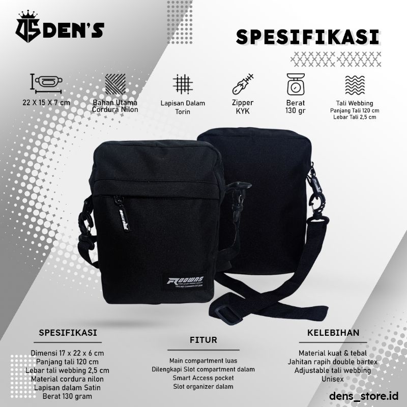 Tas Selempang Pria Kasual Polos Hitam Slempang Cowok Keren Slingbag Bahu Pria