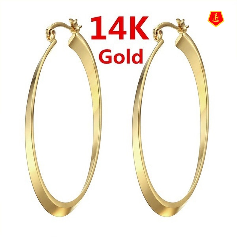 [Ready Stock]New 14K Gold Big Circle Earrings Exported