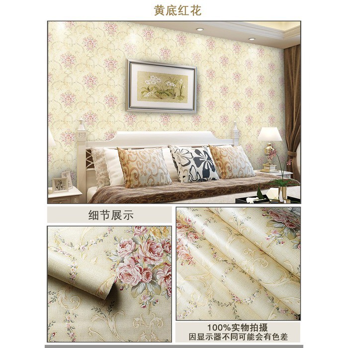 Wallpaper sticker motif shabby tosca/cream ukuran 45cmx10m