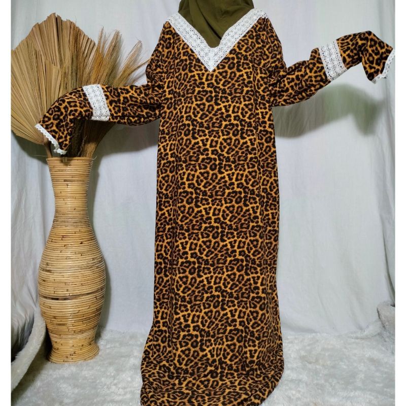 Abaya Turkey Motif Leopard - Mukena Dewasa - Mukena Abaya Sholat