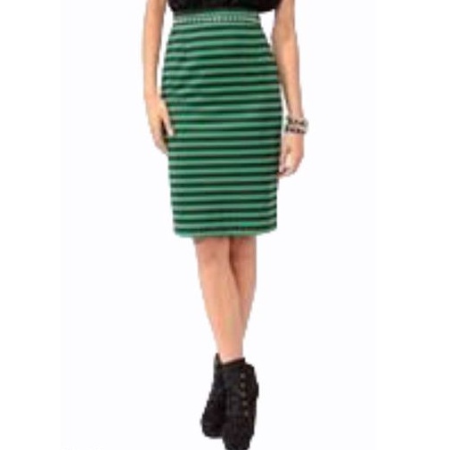 skirt (rok) span garis hitam hijau