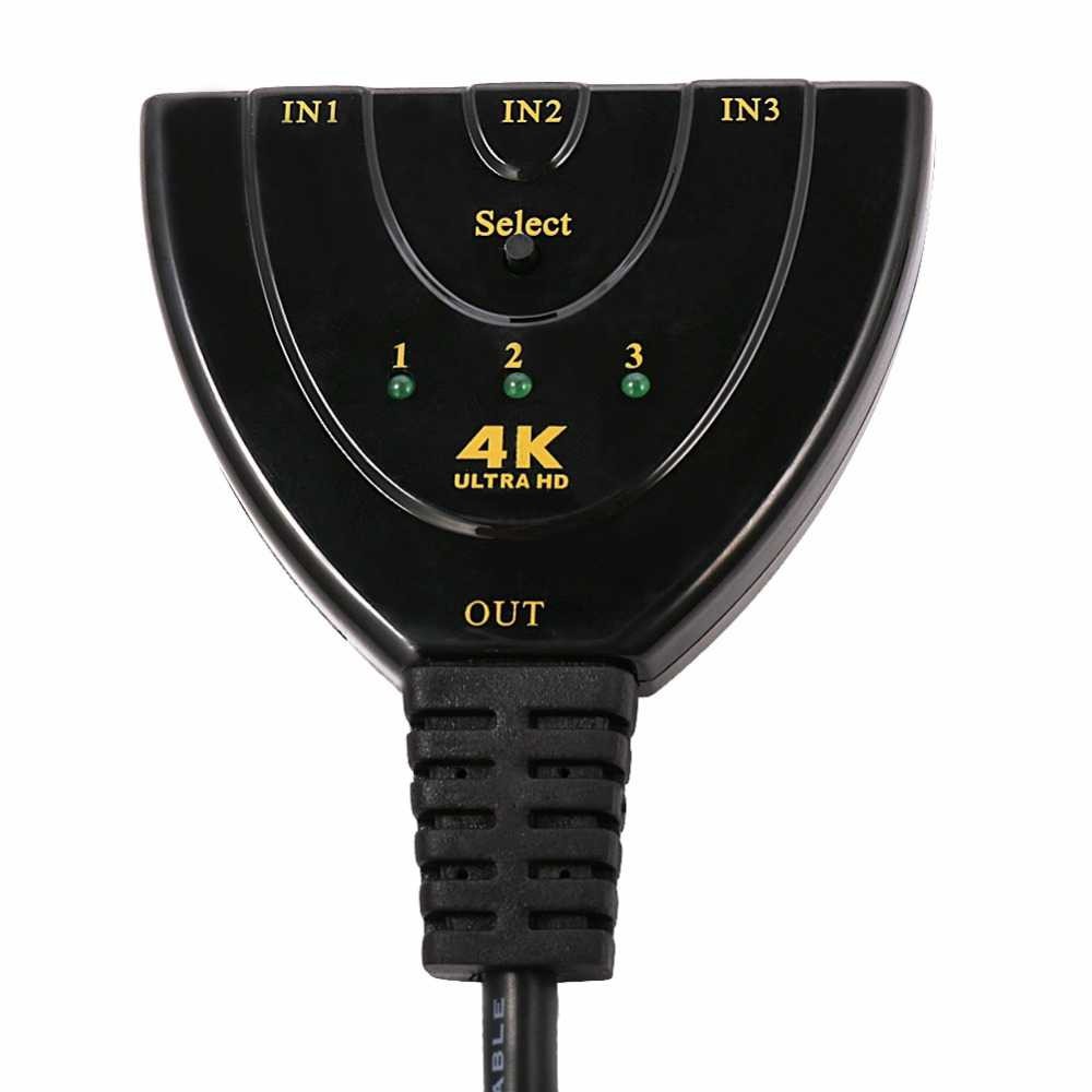 Kabel HDMI Switch 3 Port 4Kx2K 3D Cable Switcher Multifungsi Port TV Playstation 4 DVD Player PC Berkualitas