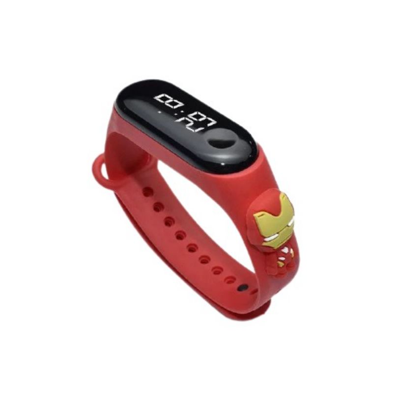 Jam tangan anak Elektronik LED display Tahan Air karakter motif kartun lucu  bahan rubber-Iron Man