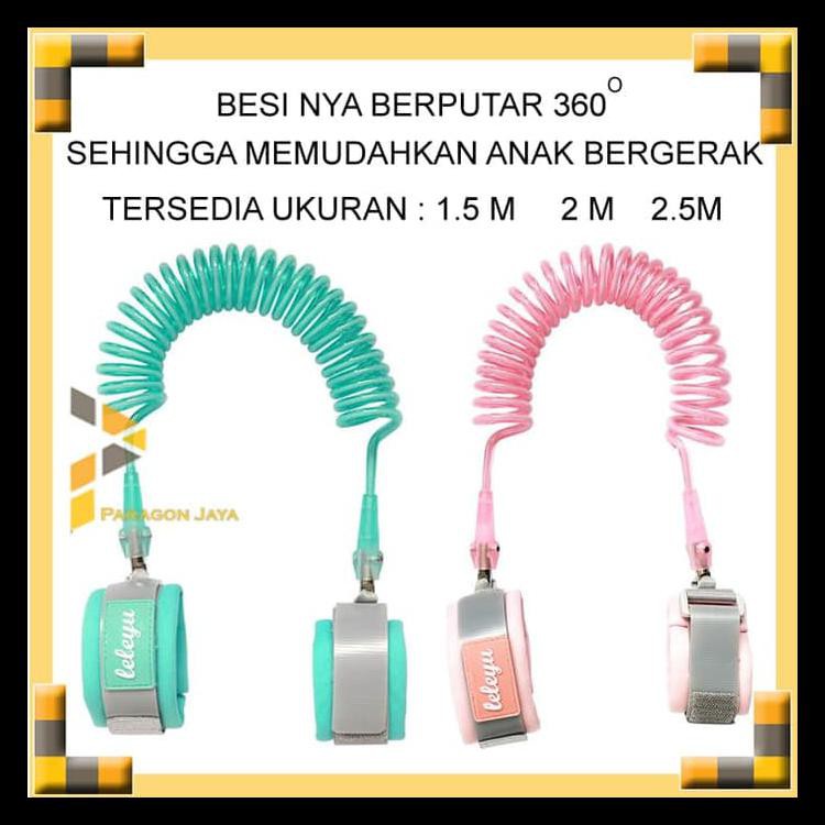 GELANG TALI PENGAMAN ANAK ANTI HILANG BESI 1.5 M ANTI LOST SAFETY - MERAH MUDA