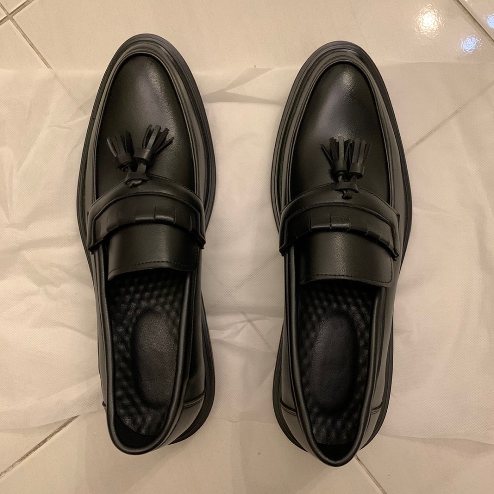 British Klasik Sepatu Pria Tassel Loafer Sepatu Pantofel Santai Formal Kerja Kulit Sapi Asli Pesta Kantor Hitam 172