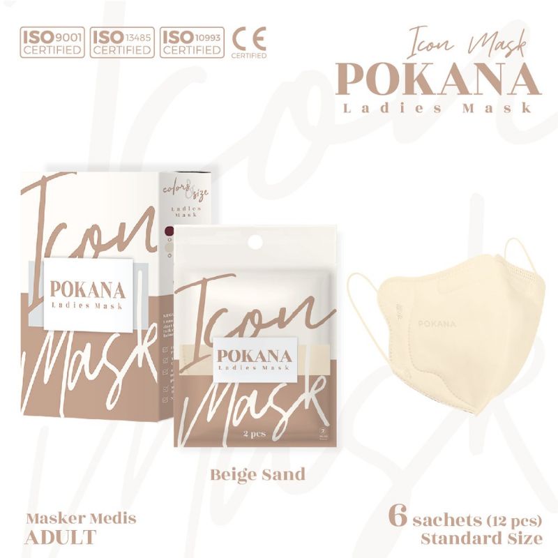 Pokana Icon mask Ladies 4ply isi 12 per box