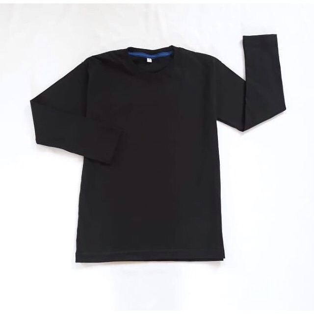 KAOS ANAK HITAM TANGAN PANJANG COTON COMBED 24s PEREMPUAN/LAKI BAJU ANAK POLOS