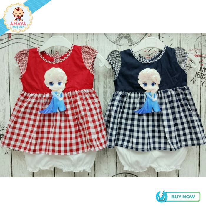 AN415 Baju  Dress Bayi  Perempuan Newborn  Set Bandana 