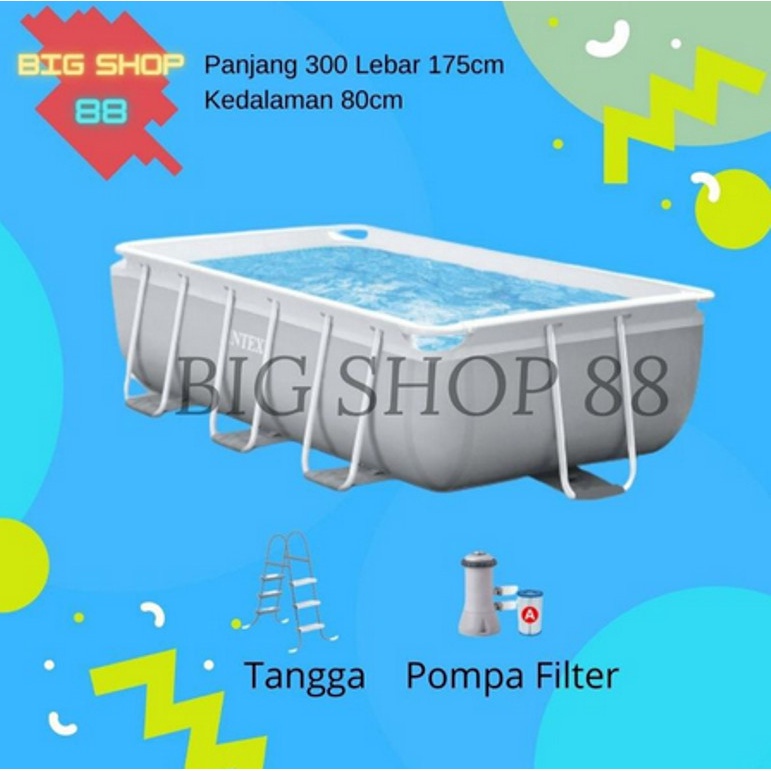 26784 INTEX KOLAM RENANG BESAR PRISM FRAME RECTANGULAR POOL 3 METER