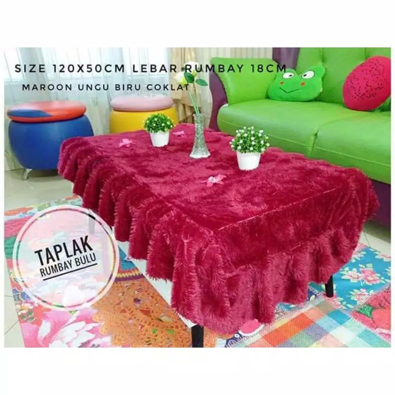 Taplak meja bulu rumbai/taplak meja bulu/taplak bulu rumbai/taplak meja bulu halus