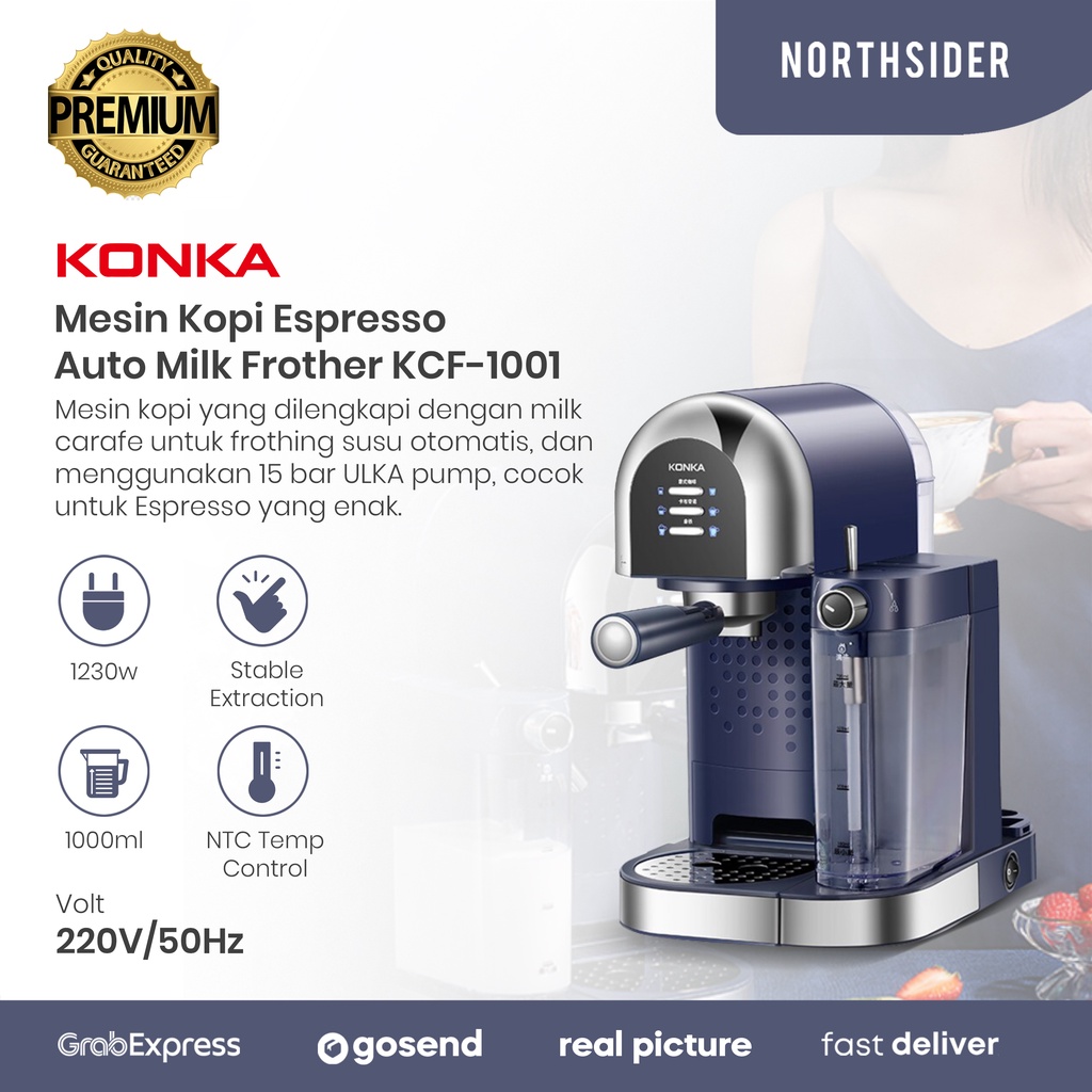 KONKA Mesin Kopi Espresso Coffee Machine Auto Milk Frother - KCF-1001