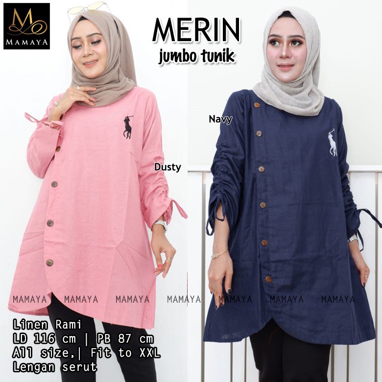 MERIN JUMBO TUNIK MATT LINEN RAMI HIGH QUALITY BY MAMAYA