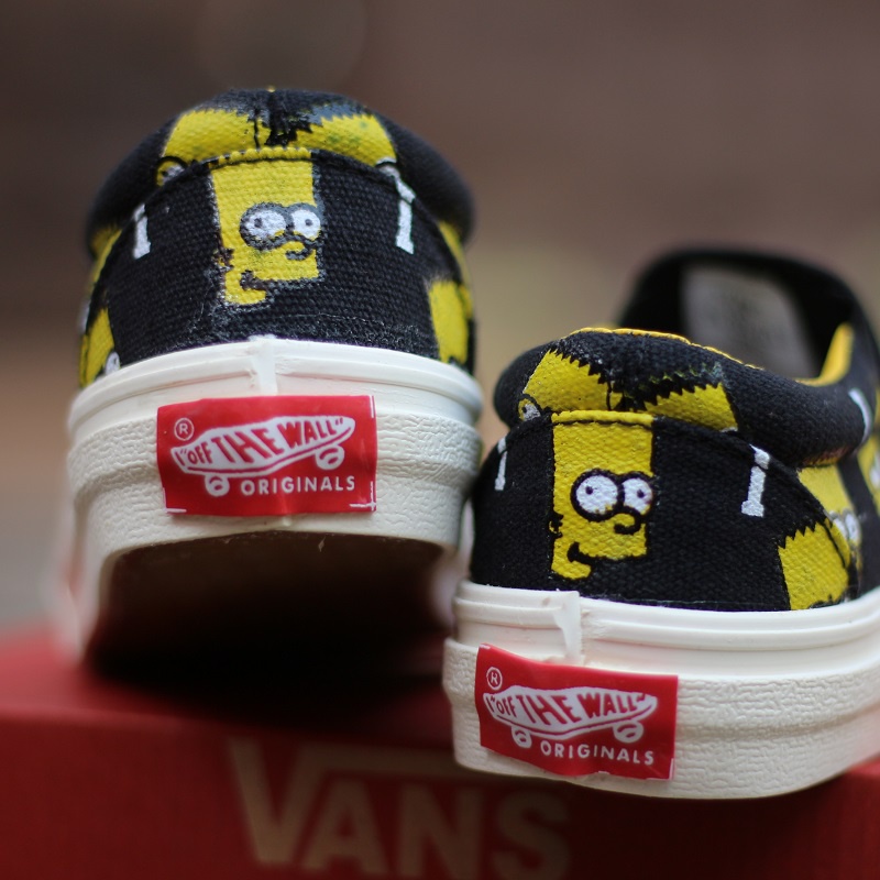 PROMO BEST QUALITY Sepatu Anak Vans Slip On The Simpsons Bart Lisa Black, Tapak Gum Outsole Anti Slip, Tag Made in China, Import Premium