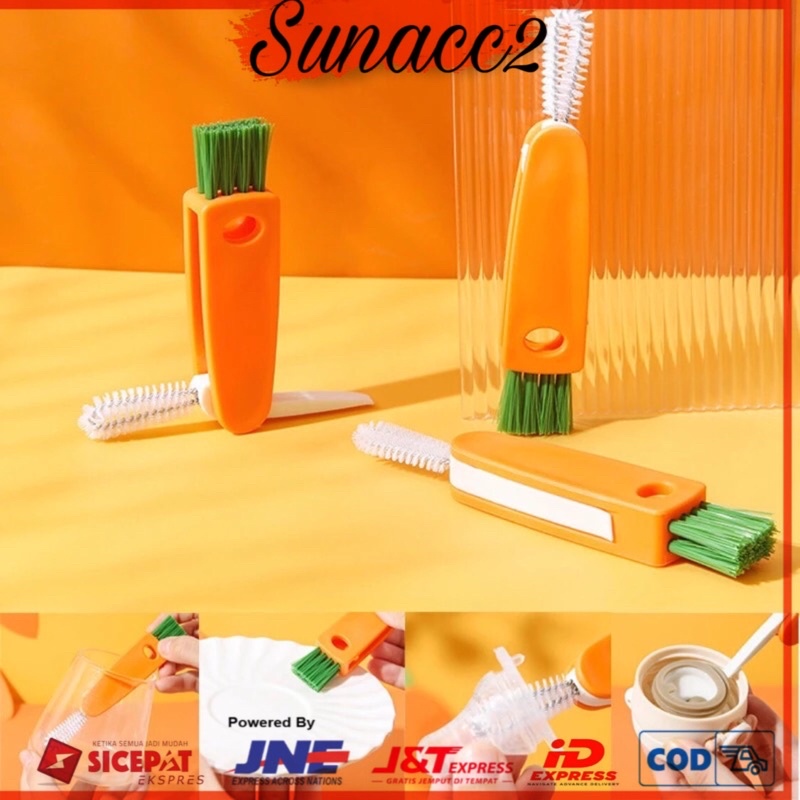 Alat Sikat Pembersih 3in1 Sikat Botol Sikat Penutup Cangkir 3 in 1 Multifungsi