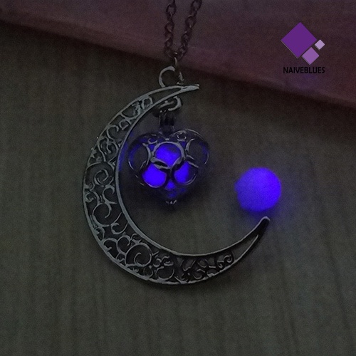 Kalung Rantai Dengan Liontin Bulan Sabit Warna Turquoise Untuk Hadiah Halloween