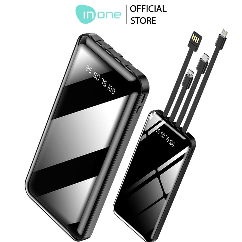 INONE Powerbank P22 12000mAh 4 Output 2 Input Tipe C Micro Lightning USB LED Display Pocket Size