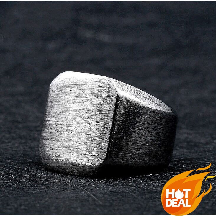 Cincin Retro Bahan Stainless Steel Warna Silver untuk Pria