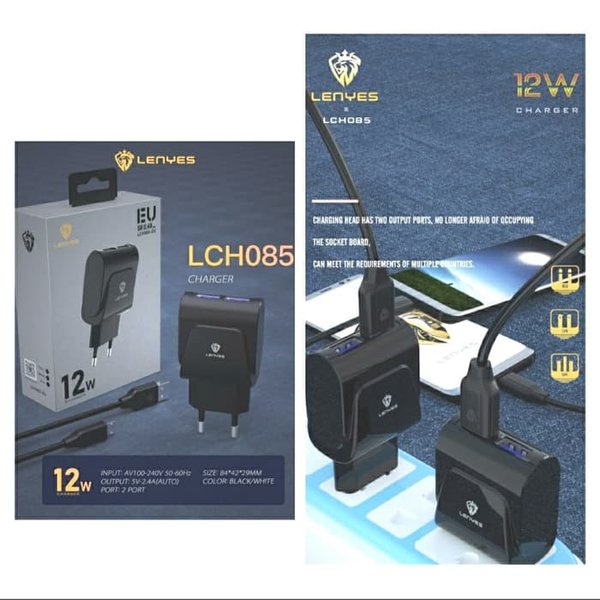 Travel Charger TC Lenyes - 2 USB 12W 2.4A LCH-085 LCH085 - Type C