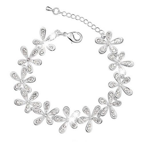 Hu Hu Hu Hu Hu Alat Bantu Pasang Kacamata♡ Gelang Wanita Desain Bunga Hias Berlian Imitasi Gaya Elegan Untuk Pernikahanpengantinhadiah