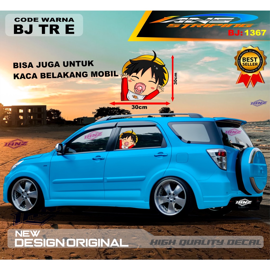 STICKER KACA MOBIL LUCU / STICKER KACA DEPAN MOBIL / STICKER KACA BELAKANG ONE PIECE LUCU