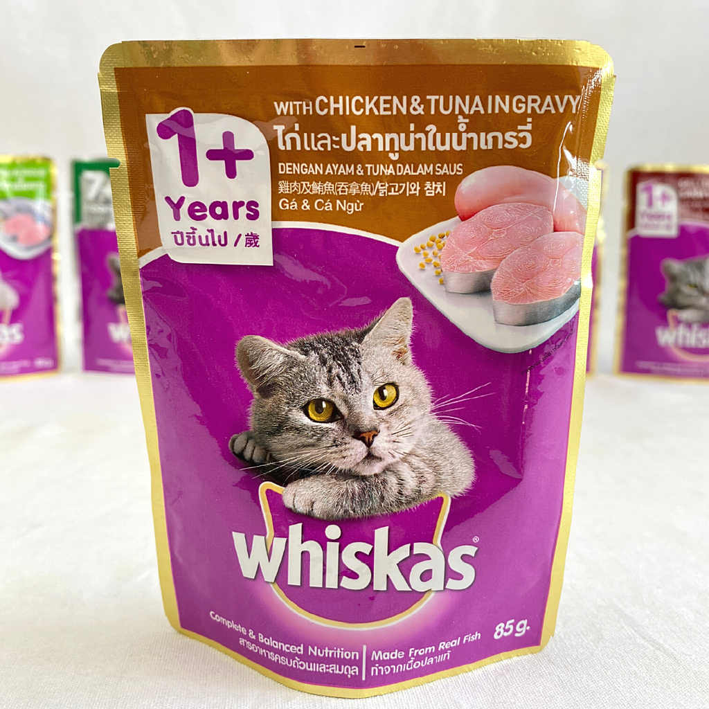 

WHISKAS Makanan Kucing Pouch CHICKEN and TUNA 85gr
