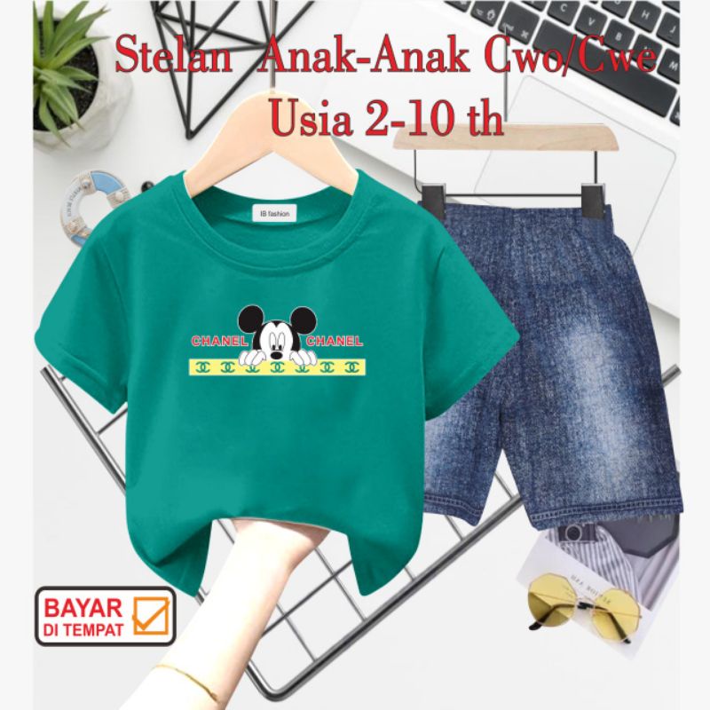 ((IB))SETELAN ANAK2 UNISEX SEMI JEANS/CH4NN3L DIGITAL SABLON