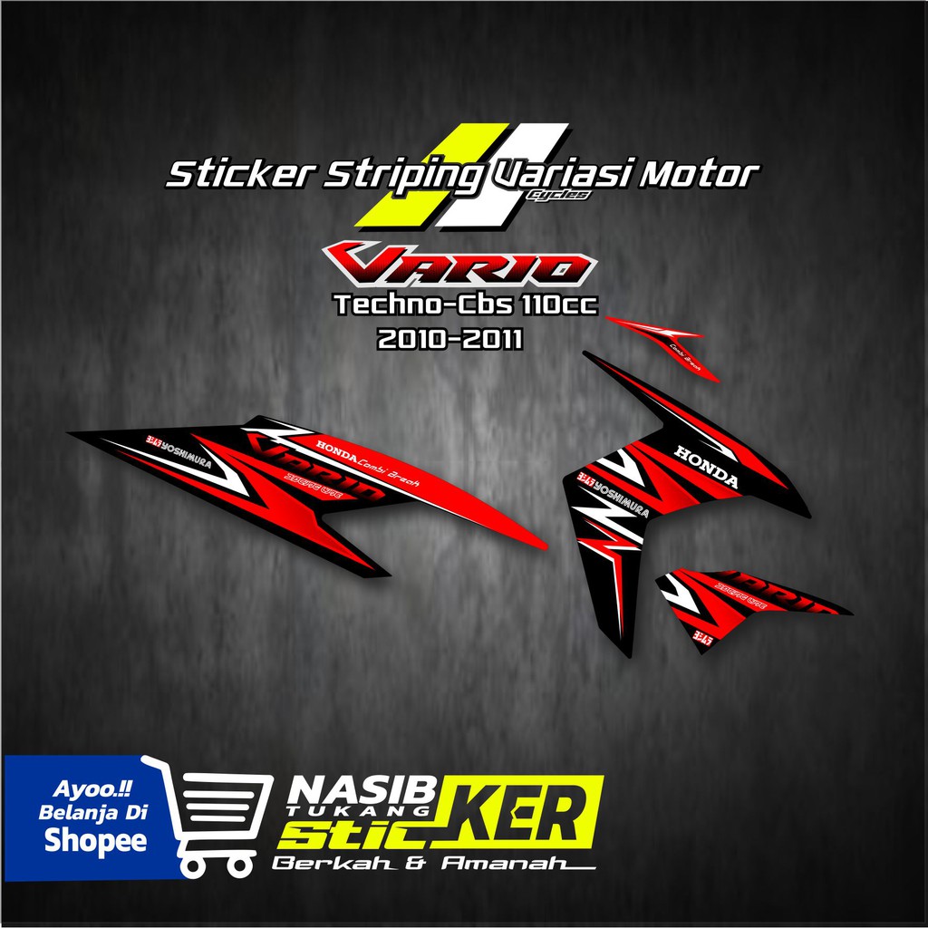 STRIPING VARIASI STICKER STIKER MOTOR HONDA VARIO CBS/TECHNO 110cc 2010/2011 GRAFIS