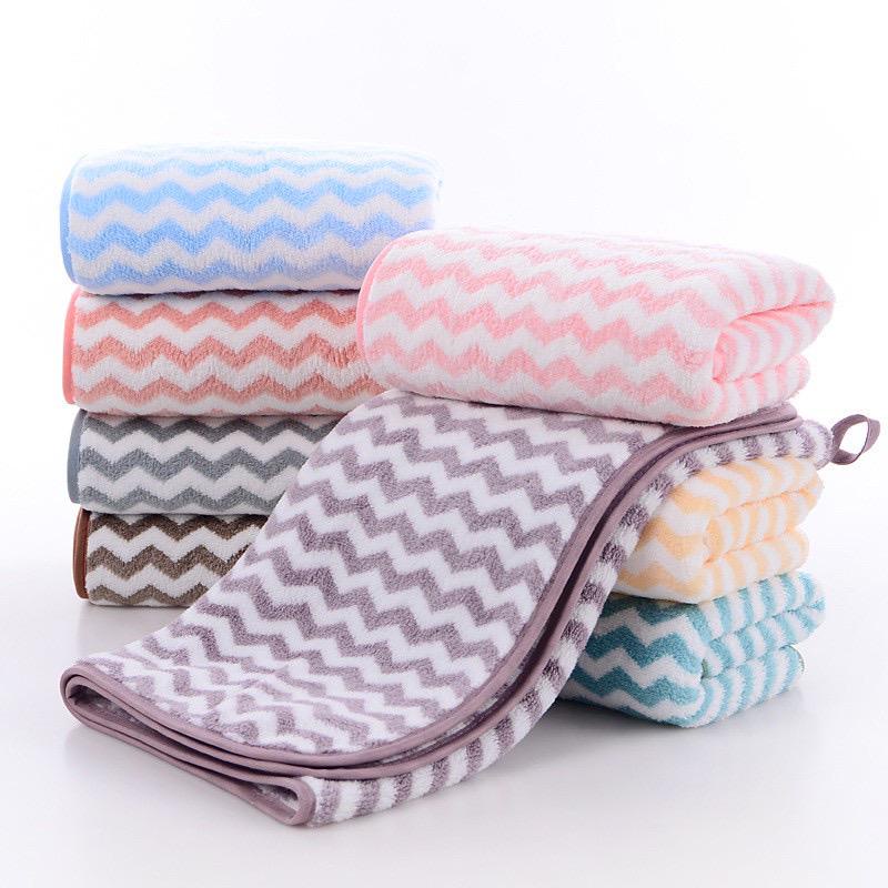 Handuk Mandi Microfiber Bulu Motif Zigzag 35x75cm 70X140cm Handuk Muka Handuk Anak Bayi Lembut handuk mandi dewasa Import Murah