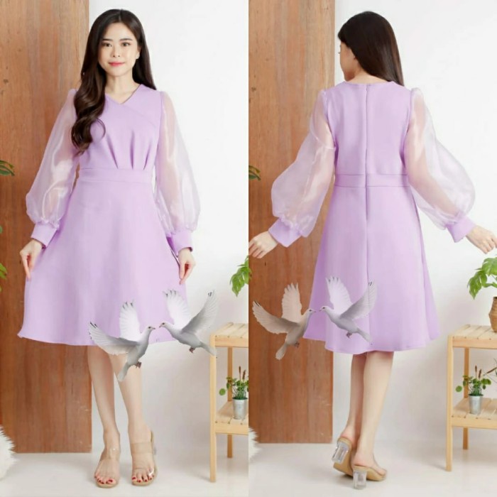 D0345 NATHANIA DRESS KOREAN STYLE CASUAL VINTAGE MIDI DRESS PUTIH HITAM POLOS DINNER NATAL