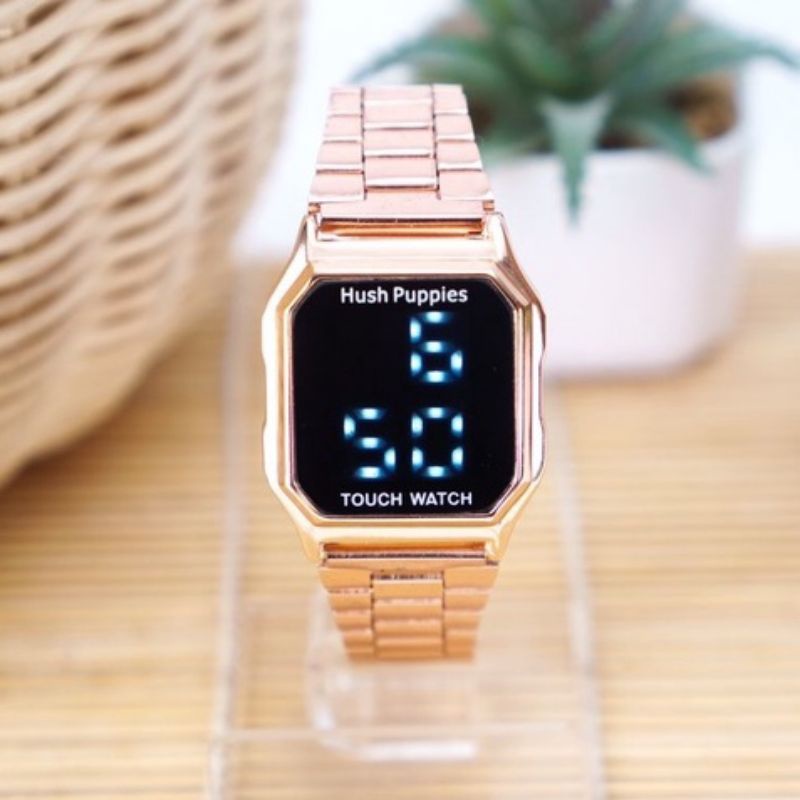 (Cod)Jam Tangan Wanita Hushpuppies Kota Touch Scren Strap Rantai/Stell(Dikirim Jakarta)