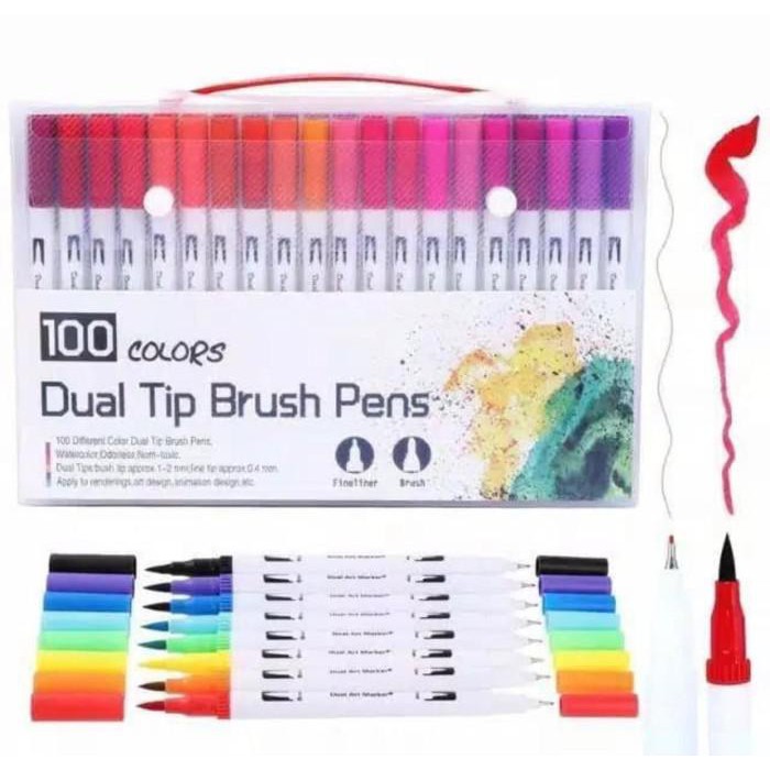 

Art / 100 Color Dual Tip Brush Marker Fineliner Marker For Art Brush Pen Set
