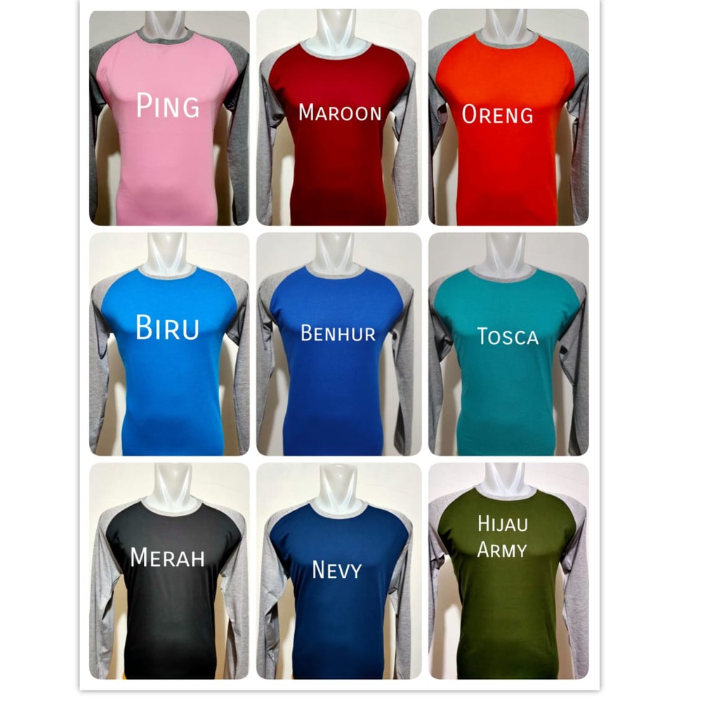 QH Liso wear - Kaos reglan polos warna lengan panjang abu misty