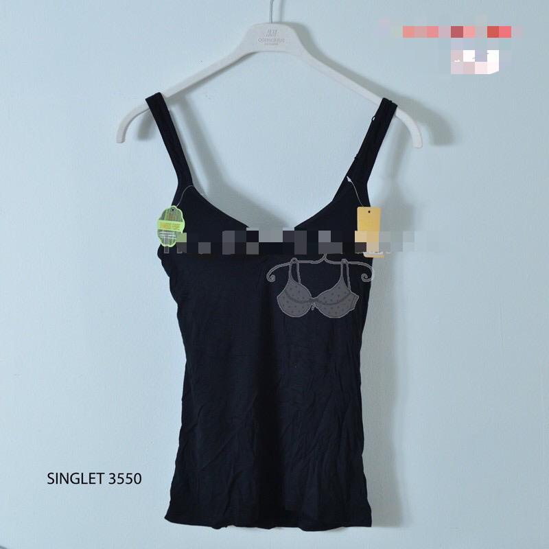 TALLY SINGLET TANKTOP BUSA 3550 TALLY SATU TALI , TALI KECIL BAHAN MODAL KATUN BAMBU  / TALLY Singlet Cup Wanita Bahan Katun Bambu Fit to L - XL Tanktop Cup (Ada Busa) S 3550 - ARA98STORE