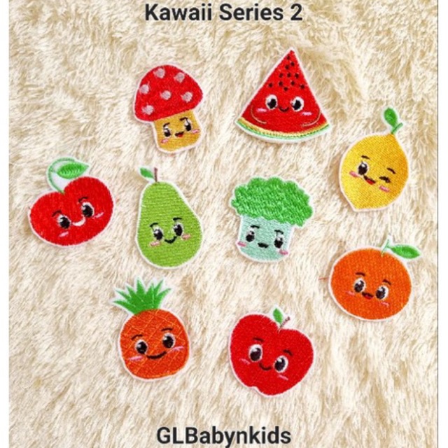 Patch Bordir Jahit Kawaii Series 2 / Makanan Minuman Buah Kawaii