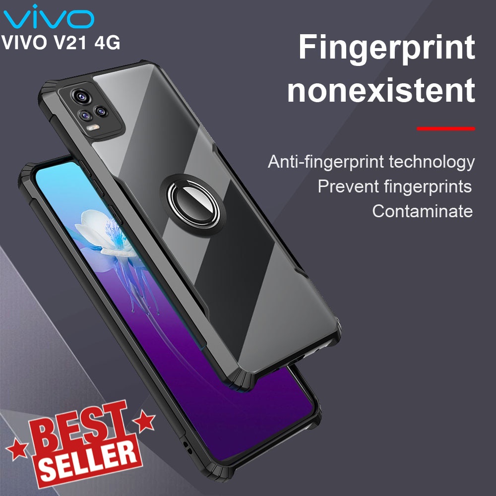 Case Vivo V21 4G Ring Standing BLADE Transparan CLEAR Armor Bening