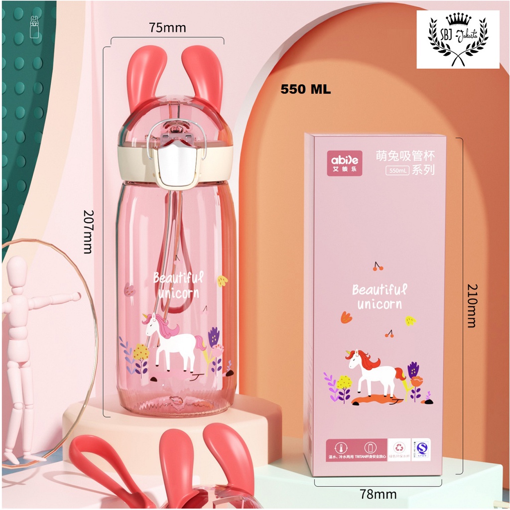 Botol Minum Anak Tritan BPA Free Woodland 550 ml Dengan Sedotan