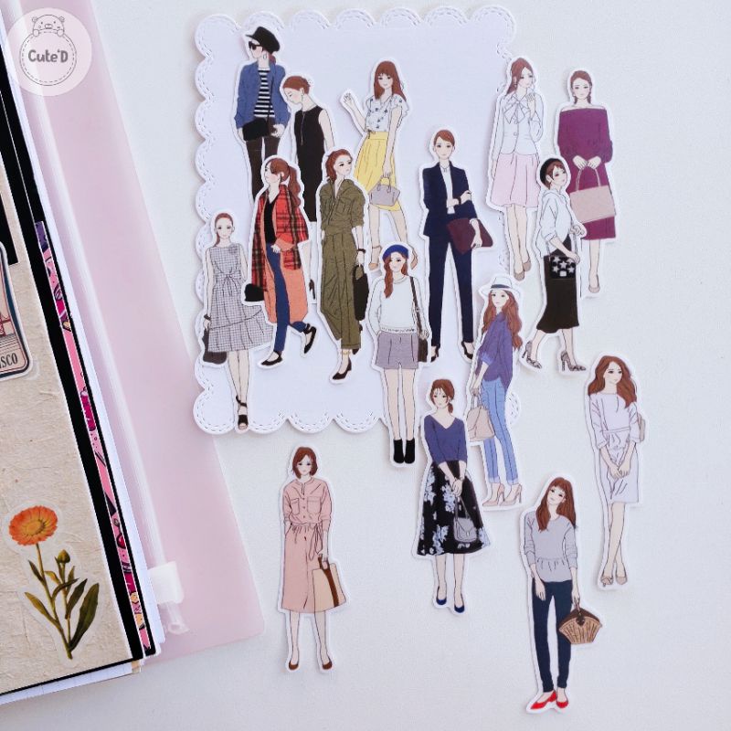 

Sticker Deco Cute "OOTD Girl"-Sticker Scrapbook Diary Planner Journal