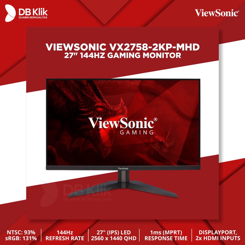 LED Monitor Gaming VIEWSONIC VX2758-2KP-MHD 27&quot; 144Hz QHD HDMI DP