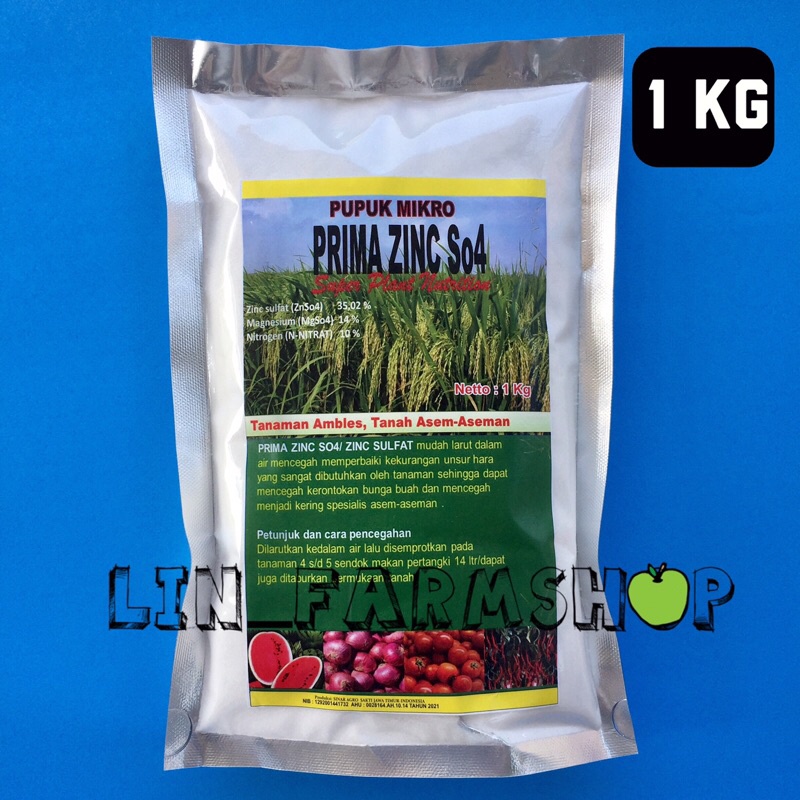 PUPUK PRIMA ZINC ZNSO4 1 KG