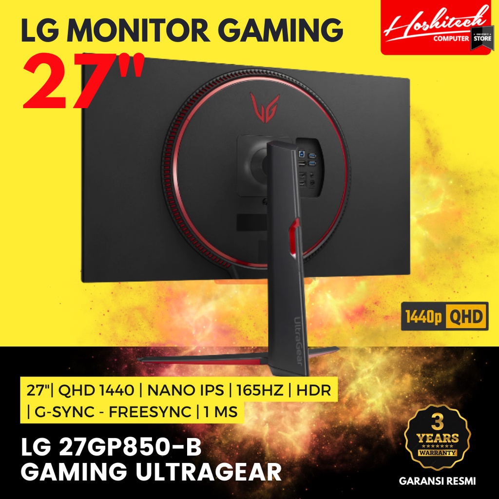 LG Monitor 27 INCH Gaming UltraGear 27GP850 NANO IPS 165hz QHD 1440