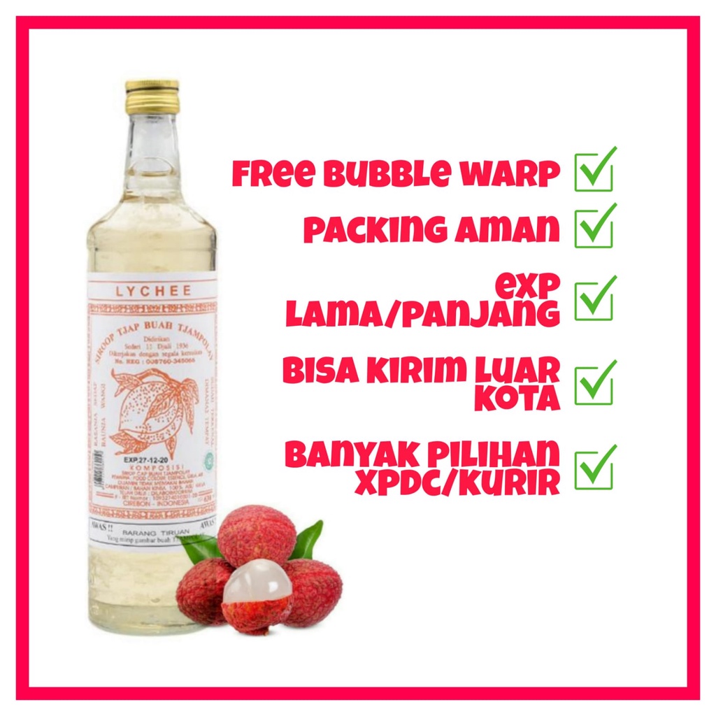 

Syrup Tjampolay Rasa Lychee Leci Oleh oleh Khas Cirebon Sirup Manis Seger EXP DES 2026