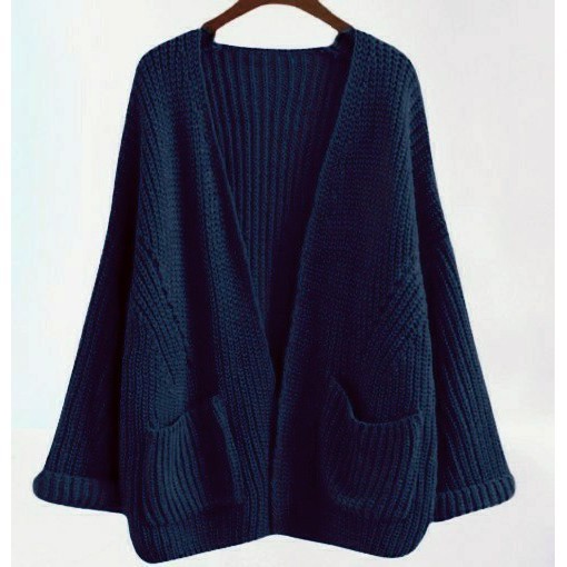 Cardigan Rajut Tebal Oversize Wanita Loccy Sweater Premium Murah-LOCCY CARDY NAVY