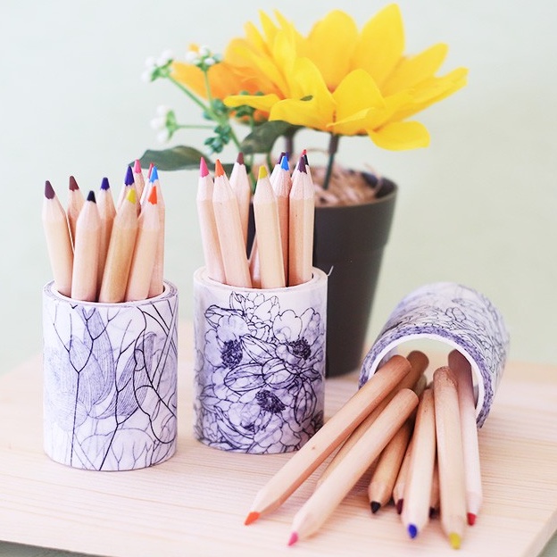 

PINKABULOUS Floral DIY Masking Tape and Coloring Pencils Set Pensil Warna
