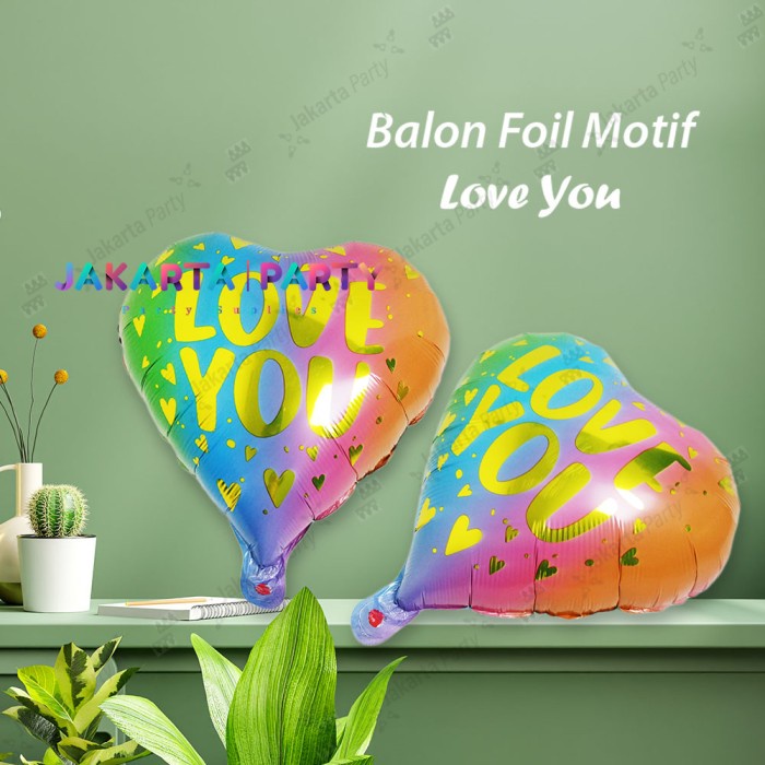 Balon Foil Love You Gradasi / Balon Love / Balon Hati Rainbow